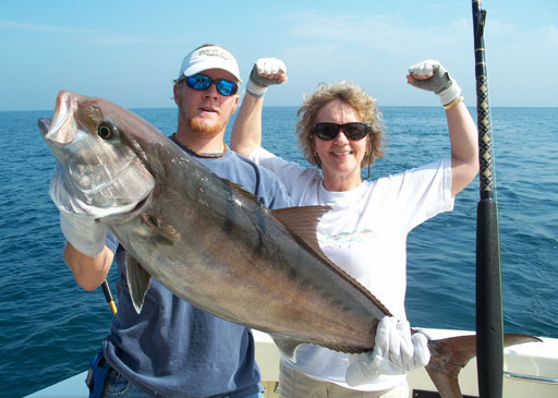 This huge Amberjack was caught while wreck fishing off Hollywood Beach
